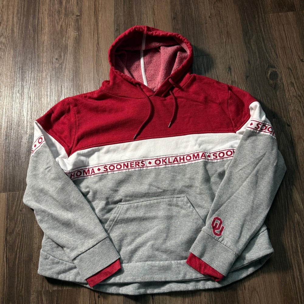 Oklahoma Sooners Colosseum Women's XL Hoodie‎ Red White Gray Pullover